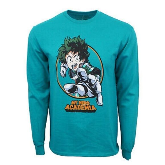 My Hero Academia Teal Crewneck Graphic Long Sleeve Tee - Picture 6 of 16